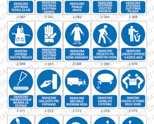 znakovi (znaci) zaštite na radu, znakovi zabrane, znakovi informacija, znakovi obaveze, znakovi opasnosti