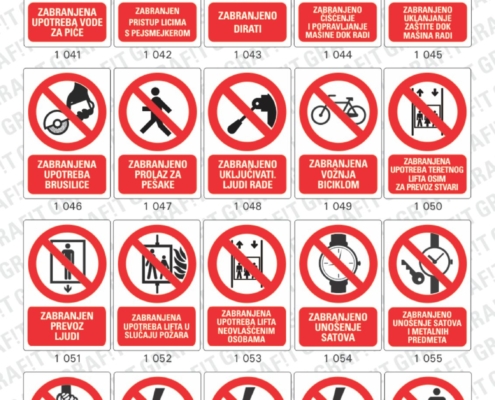 znakovi (znaci) zaštite na radu, znakovi zabrane, znakovi informacija, znakovi obaveze, znakovi opasnosti