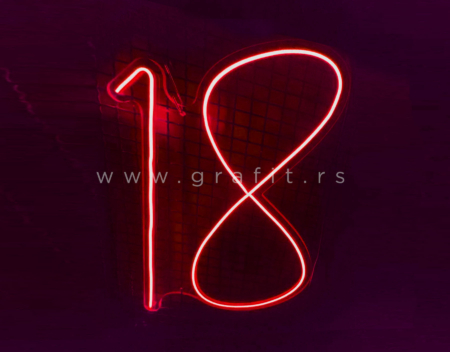 neonski natpis 18, osamnaest, dekoracije za osamnaesti rođendan