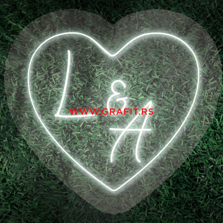LED neon inicijali u srcu